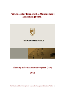Principles for Responsible Management Education (PRME) Sharing Information on Progress (SIP) 2012