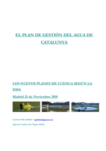 El Plan de Gesti n del Agua de Catalu a