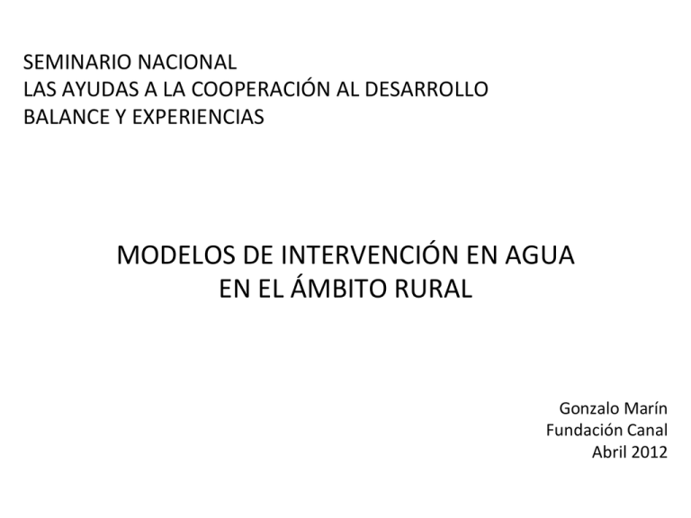 Los Modelos De Intervenci N En Agua Y Saneamiento En El Sector Rural ...