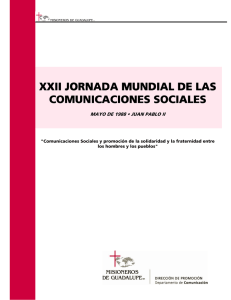 XX XXIIIII JORNADA MUNDIAL I JORNADA MUNDIAL DE DE LAS