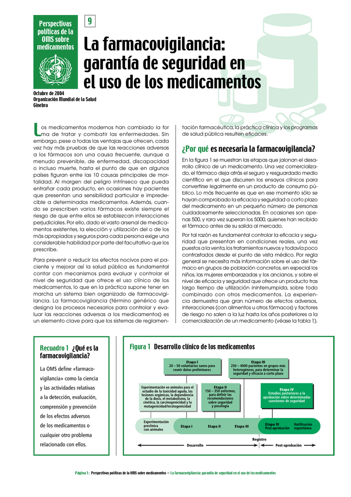 La Farmacovigilancia: Garantía De Seguridad En El Uso De Los Medicamentos L