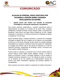 ALCALDE DE PEREIRA, ÚNICO INVITADO POR COLOMBIA A MISIÓN SOBRE CIUDADES