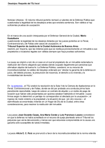 Noticias Urbanas - El máximo tribunal porteño rechazó un planteo... cuestionaba la legalidad de los desalojos antes que existiera sentencia....