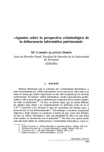 «Apuntes  sobre  la  perspectiva  criminológica ... la  delincuencia informática  patrimonial» M.ª Area de