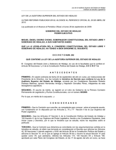 LEY DE LA AUDITORIA SUPERIOR DEL ESTADO DE HIDALGO 2013.