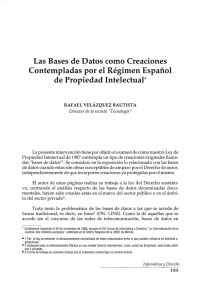 Las Bases de Datos como Creaciones Contempladas por el Régimen Español