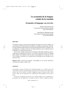 La economía de la lengua: estado de la cuestión / Economics of language: an overview, por Daniel Sotelsek Salem y José Manuel Maneiro Jurjo