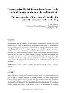 La reorganización del sistema de confianza tras la crisis: el proceso en el campo de la alimentación / The reorganization of the system of trust after the crisis: the process in the field of eating, por Javier Callejo