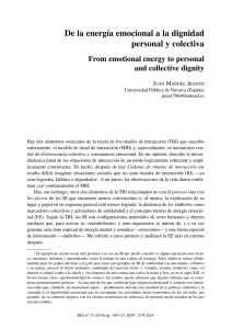 De la energía emocional a la dignidad personal y colectiva / From emotional energy to personal and collective dignity , por Juan Manuel Iranzo