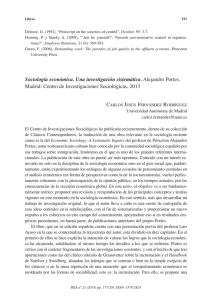 Sociología económica. Una investigación sistemática, ALEJANDRO PORTES , por Carlos Jesús Fernández Rodríguez