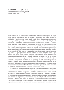 JOSÉ VIDAL BENEYTO (director), Hacia una sociedad civil global, Madrid, Taurus, 2003, por Miguel Beltrán Villalva