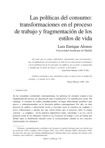Las políticas del consumo: transformaciones en el proceso de trabajo y fragmentación de los estilos de vida, por Luis Enrique Alonso
