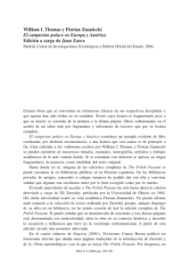 WILLIAM I. THOMAS y FLORIAN ZNANIECKI, El campesino polaco en Europa y América, edición a cargo de Juan Zarco, Madrid, CIS y BOE, 2004, por Bernabé Sarabia