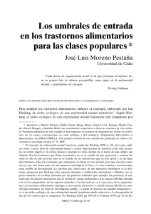 Los umbrales de entrada en los trastornos alimentarios para las clases populares, por José Luis Moreno Pestaña