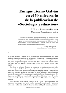 Enrique Tierno Galván en el 50 aniversario de la publicación de «Sociología y situación», por Héctor Romero Ramos