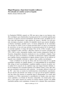 MIGUEL REQUENA y JUAN JESÚS GONZÁLEZ (eds.), Tres décadas de cambio social en España, Madrid, Alianza Editorial, 2005, por Luis García Tojar
