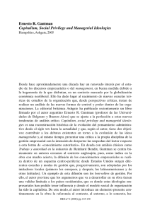 ERNESTO R. GANTMAN, Capitalism, Social Privilege and Managerial Ideologies, Hampshire, Ashgate, 2005, por Carlos Jesús Fernández Rodríguez