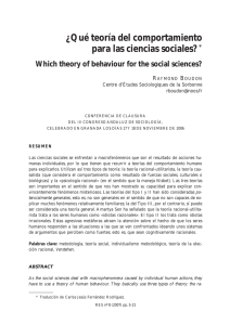 ¿Qué teoría del comportamiento para las Ciencias Sociales?, por Raymond Boudon