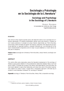 Sociología y psicología en la sociología de la literatura. / Sociology and psychology in the sociology of literature, por Harvey Goldman