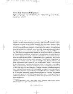 CARLOS JESÚS FERNÁNDEZ RODRÍGUEZ (ed.), Vigilar y organizar. Una introducción a los Critical Management Studies, por Ernesto Gantman
