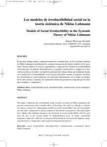 Los modelos de irreductibilidad social en la teoría sistémica de Niklas Luhmann / Models of Social Irreductibility in the Systemic Theory of Niklas Luhmann , por Sergio Pignuoli Ocampo