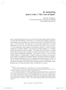 In memoriam, Juan J. Linz y “The Case of Spain” , por Jesús M. de Miguel