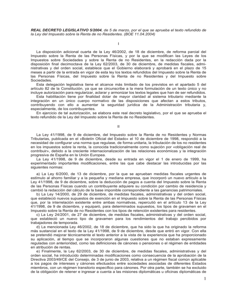 Real Decreto Legislativo 5/2004, De 5 De Marzo