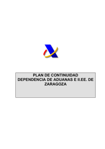 PLAN DE CONTINUIDAD DEPENDENCIA DE ADUANAS E II.EE. DE ZARAGOZA