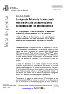 Nota de prensa Renta 2013