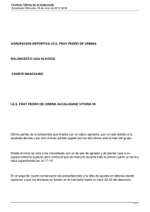 AGRUPACION DEPORTIVA I.E.S. FRAY PEDRO DE URBINA BALONCESTO LIGA ALAVESA CADETE MASCULINO