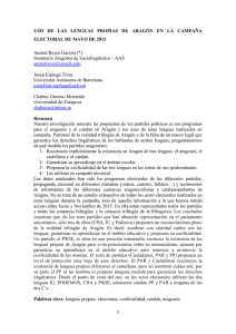 USO  DE  LAS  LENGUAS  PROPIAS ... ELECTORAL DE MAYO DE 2015  Anchel Reyes Garreta (*)