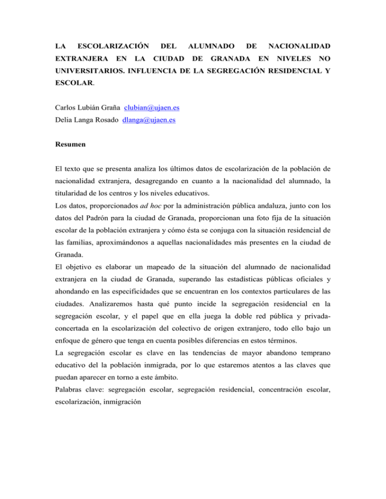 LA ESCOLARIZACIÓN DEL ALUMNADO LA ESCOLARIZACIÓN DEL ALUMNADO
