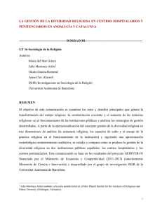 LA GESTIÓN DE LA DIVERSIDAD RELIGIOSA EN CENTROS HOSPITALARIOS Y