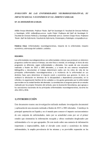 EVOLUCIÓN  DE  LAS  ENFERMEDADES  NEURODEGENERATIVAS, ... IMPACTO SOCIAL Y ECONÓMICO EN EL ÁMBITO FAMILIAR.