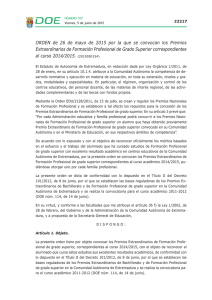 ORDEN de 26 de mayo de 2015 por la que... Extraordinarios de Formación Profesional de Grado Superior correspondientes