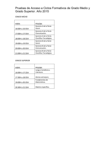 Horario exámenes, día 10 de junio