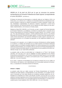 convocan los Premios Extraordinarios de Formación Profesional de Grado Superior