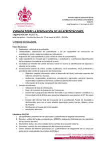 Síntesis de la Jornada sobre Renovación de la Acreditación de las Titulaciones, Valladolid, 27 de mayo de 2015