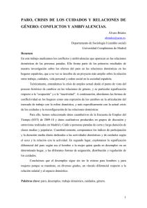 PARO,  CRISIS  DE  LOS  CUIDADOS ... GÉNERO: CONFLICTOS Y AMBIVALENCIAS.