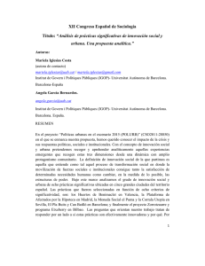 XII Congreso Español de Sociología urbana. Una propuesta analítica.”