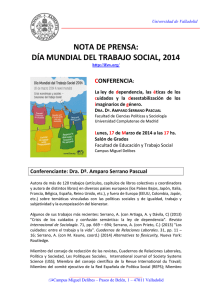 NOTA DE PRENSA: DÍA MUNDIAL DEL TRABAJO SOCIAL, 2014 C ONFERENCIA