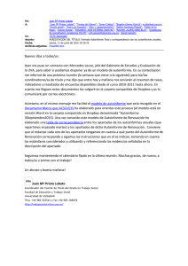Correo electrónico de 11 de junio de 2015, sobre modelo de Autoinforme y correspondencia con autoinformes anuales