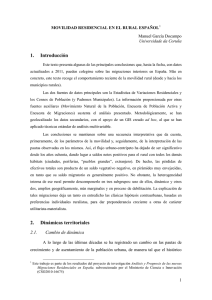 1.  Introducción Manuel García Docampo MOVILIDAD RESIDENCIAL EN EL RURAL ESPAÑOL