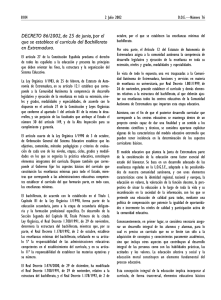 DECRETO 86/2002, de 25 de junio, por el que se establece el curr&iacute;culo del Bachillerato en Extremadura.