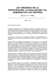 Ley Orgánica 9/1995, de 20 de noviembre, de la participación, la evaluación y el gobierno de los Centros Docentes