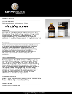 HEMATOFOS B12® Solución Inyectable Multi-reconstituyente adicionado con fósforo Formulación