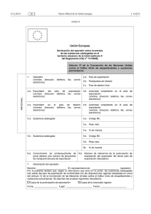Declaracion Operador entrada sustancias químicas catalogadas en territorio aduanero de la Unión