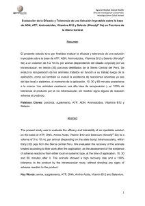 Evaluación de la Eficacia y Tolerancia de una Solución Inyectable... de ADN, ATP, Aminoácidos, Vitamina B12 y Selenio (Kinodyl