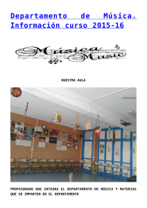 Departamento de M&uacute;sica. Informaci&oacute;n curso 2015-16