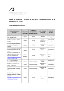 - Relaci n de evidencias del SGC 2014/2015